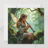 Carte Elven Fairy Playing Clarinet in Enchanted Forest (Devant)