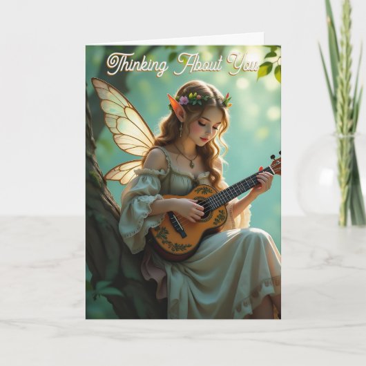 Carte Elven Fairy with Ukulele | Thinking About You (Devant)