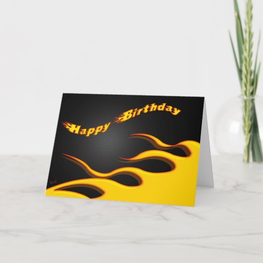Carte Emballage des flammes : Joyeux anniversaire (Devant)
