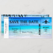 Carte Embarquement Pass Plage tropicale Mariage Enregist (Devant / Derrière)