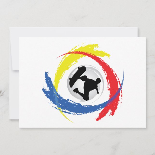 Carte Emblème de skateboard Tricolor (Devant)