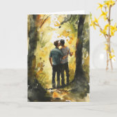Carte Embrassade aquarelle dans une clairière de forêt (Fleur jaune)
