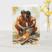Carte Embrassade au feu de plage (Fleur jaune)