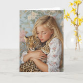 Carte Embrasser avec Leopard (Fleur jaune)