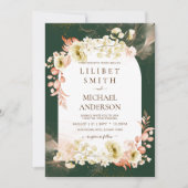 Carte Emerald Green Boho Floral Mariage (Devant)