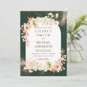 Carte Emerald Green Boho Floral Mariage (Debout devant)