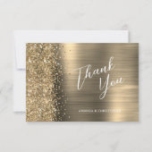 Carte Emerald Green Brushed Metal Wedding Flat Thank You (Devant)