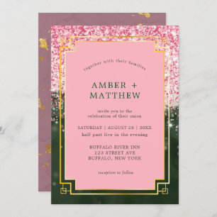 Carte Emerald Green Canyon Rose Art Déco Mariage invite