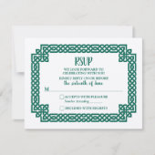 Carte Emerald Green Celtic Knot Claddagh Wedding RSVP (Devant)