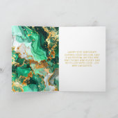 Carte Emerald Green et Gold Marble Agate Anniversaire (Intérieur)