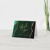 Carte Emerald Green Gold Agate Script Mariage Merci (Devant)