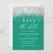 Carte Emerald Green Luxury Parties scintillant Mariage E (Devant)