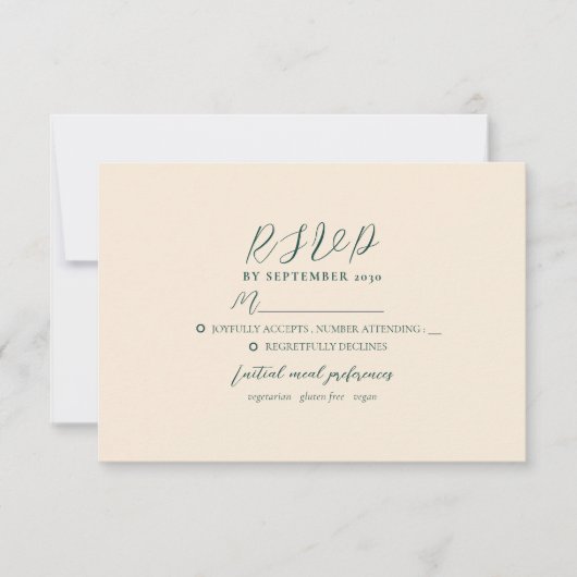 Carte Emerald Green Modern Wedding RSVP (Devant)