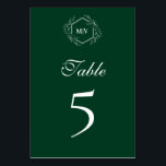 Carte Emerald Green Monogram Crest Numéro de table<br><div class="desc">Carte Emerald Green Monogram Crest Numéro de table</div>