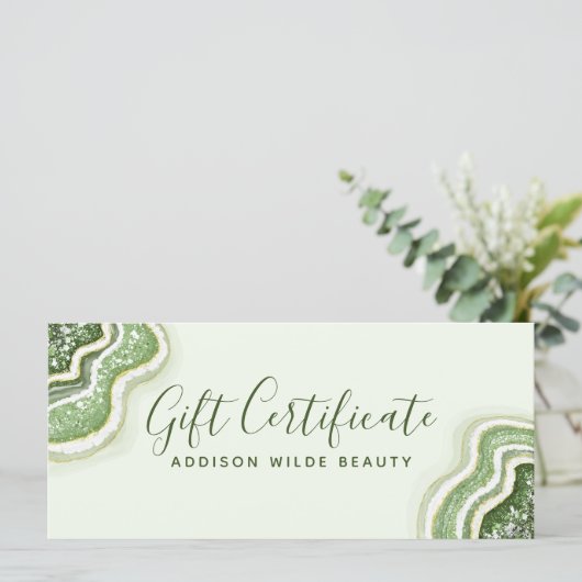 Carte Emerald Green Parties scintillant Agate Geode Cert (Debout devant)