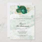 Carte Emerald Green Peony Bridesmaids Luncheon Invitatio (Devant)