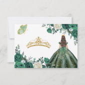 Carte Emerald Green Robes Quinceañera QR RSVP (Dos)