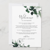 Carte Emerald Greenery Mariage Bienvenue Lettre Itinérai (Devant)