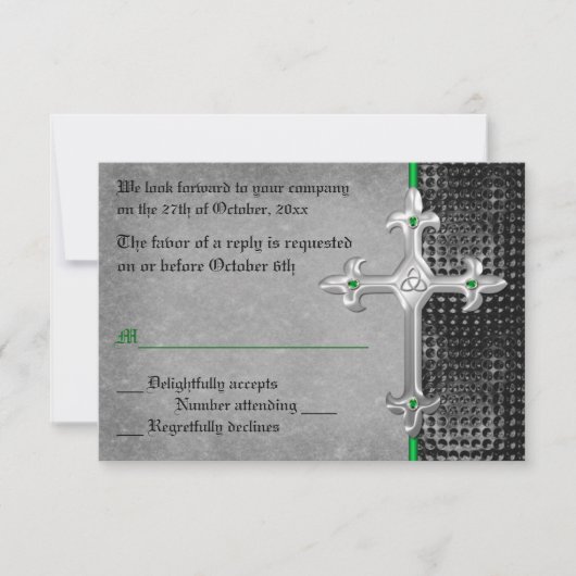 Carte Emerald Medieval Celtic Cross RSVP (Devant)