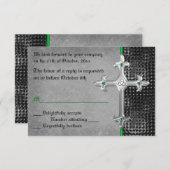 Carte Emerald Medieval Celtic Cross RSVP (Devant / Derrière)