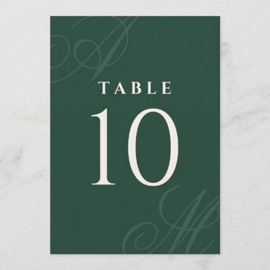 Carte Emerald Modern Edge Élégant Monogramme Numéros de  (Devant)