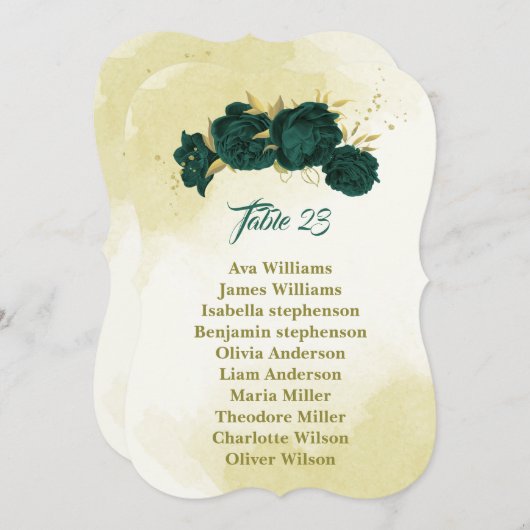 Carte Emerald vert or fleuri (Devant / Derrière)