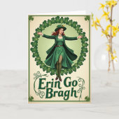 Carte émeraude de célébration irlandaise (Fleur jaune)