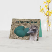 Carte Émeu et Oeuf-personnaliser toute occasion (Fleur jaune)