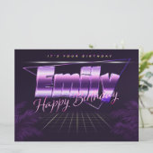 Carte Emily Name Prénom lila retro Map Anniversaire (Debout devant)