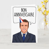 Carte EMMANEUL MACRON: Bon Anniversaire (Fleur jaune)
