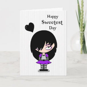 Carte Emo Girl with Black Heart for Sweetest Day