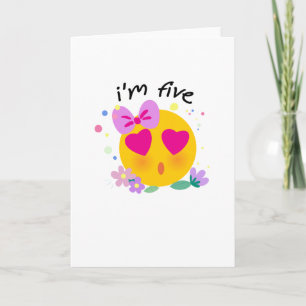 Carte Emoji 5e anniversaire Enfants pour filles Fête Amu