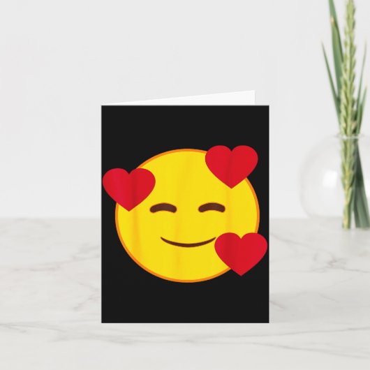 Carte Emoji Cœurs Flottants Visage Souriant Jaune  (Devant)