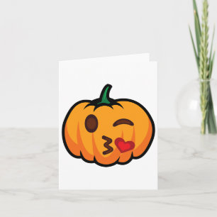Carte Emoji de citrouille Un œil ouvert Clin d'œil Baise