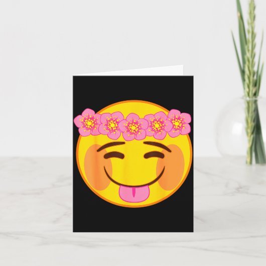 Carte Emoji Flower Crown Tongue Yellow Smile Face (Devant)