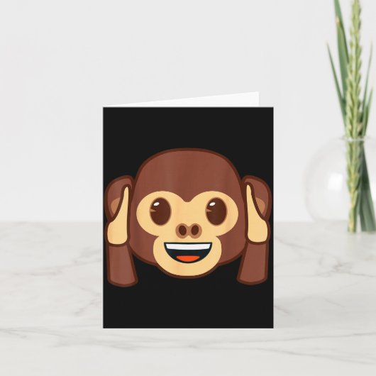 Carte Emoji Monkey Holding Ears Yellow Smile Face (Devant)