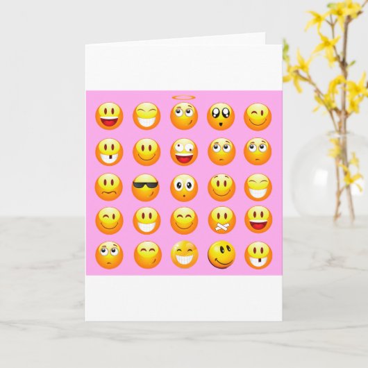 Carte émoji rose pastel (Fleur jaune)