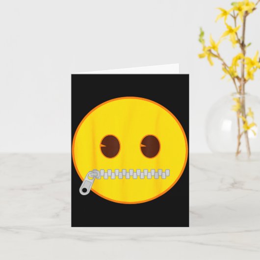 Carte Emoji Zip Zipper Mouth Yellow Smile Face (Fleur jaune)