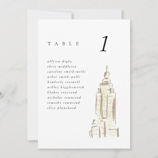 Carte Empire State Building NYC Mariage Seating Chart (Devant)