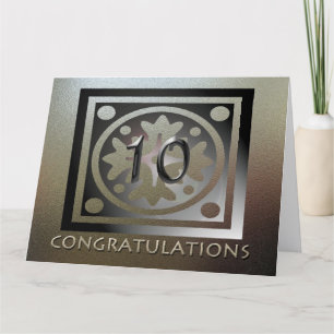 Carte Employé 10e anniversaire Elégant Golden