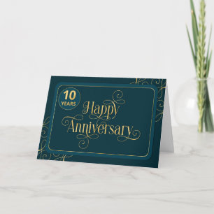 Carte Employé 10e anniversaire Elegant Jade Corporate