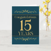 Carte Employé 15e anniversaire élégant Formal élégant Él (Fleur jaune)