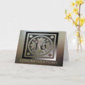 Carte Employé 16e anniversaire Elégant Golden (Fleur jaune)