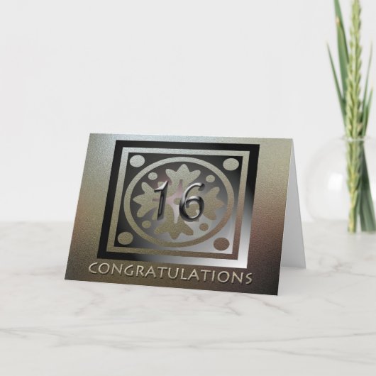 Carte Employé 16e anniversaire Elégant Golden (Devant)