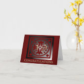 Carte Employé 19 ans Anniversaire Elégant Rouge doré (Fleur jaune)