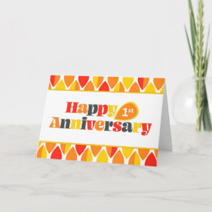 Carte Employé 1er Anniversaire Bright Colours Retro