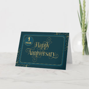 Carte Employé 1er anniversaire Elegant Jade Corporate