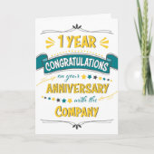 Carte Employé 1er anniversaire Félicitations Word Art (Devant)