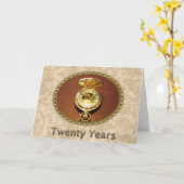 Carte Employé 20e anniversaire Elegant Golden Watch (Fleur jaune)