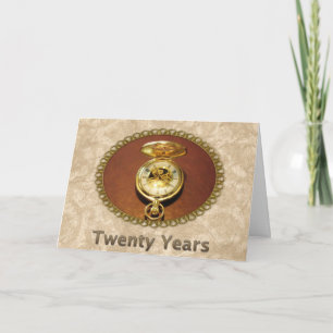 Carte Employé 20e anniversaire Elegant Golden Watch
